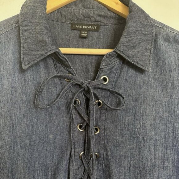 LANE BRYANT Smock Tunic 22/24 Plus Dark Chambray Denim Artist - Picture 3 of 6